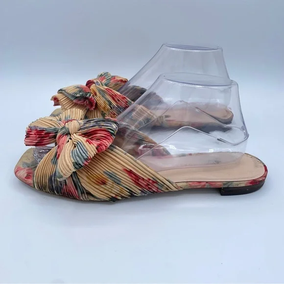 Loeffler Randall Daphne Pleated Knot Flat Sandals 9 Floral - Picture 9 of 16